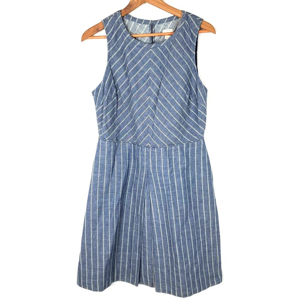 J. Crew Factory Blue Striped Sleeveless A-Line Mini Dress Women's Size 10